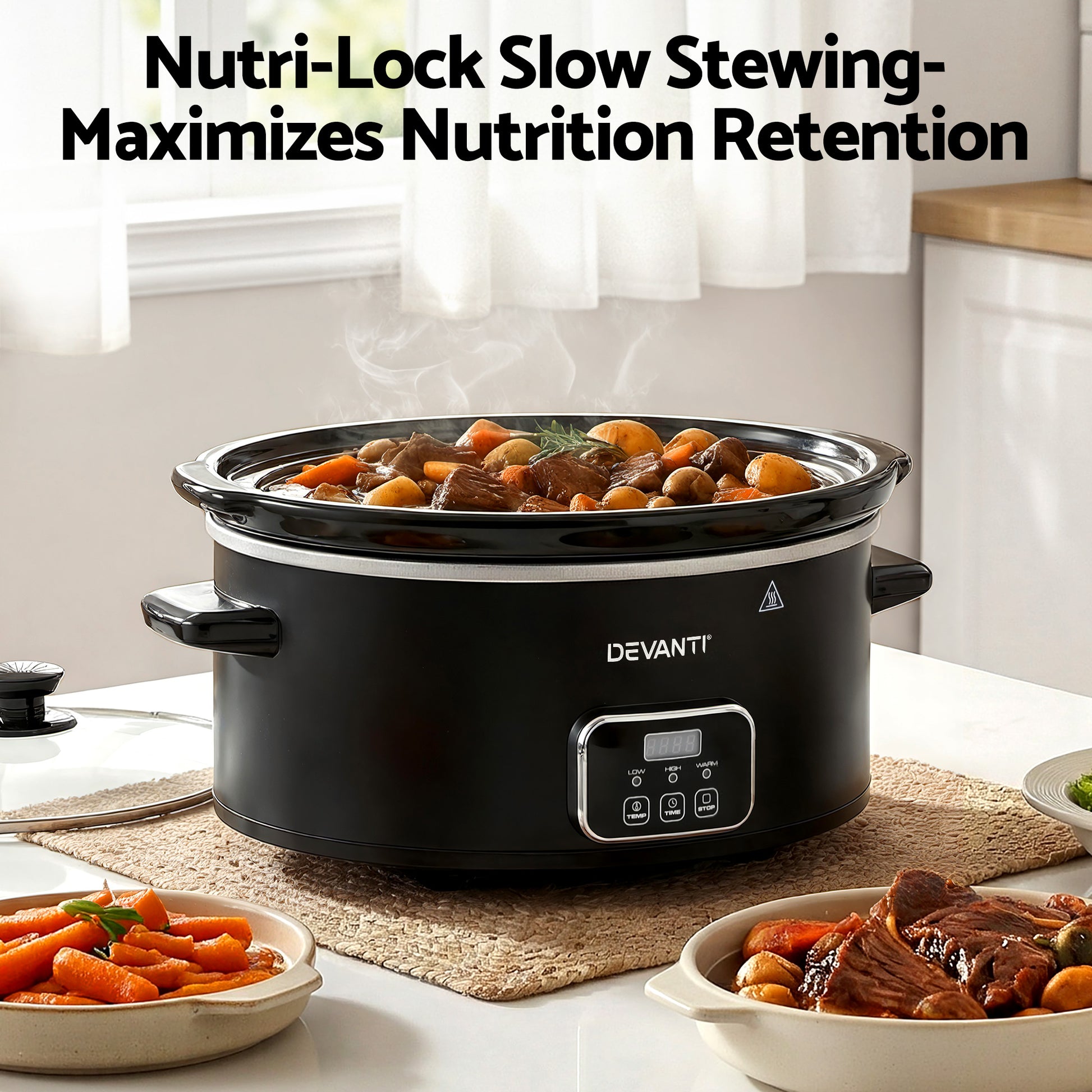 Devanti 5.6L Slow Cooker Electric Multi Cooker with 3 Heat Settings and Keep Warm Function - Image 4