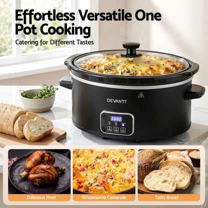 Devanti 5.6L Slow Cooker Electric Multi Cooker with 3 Heat Settings and Keep Warm Function - Image 7