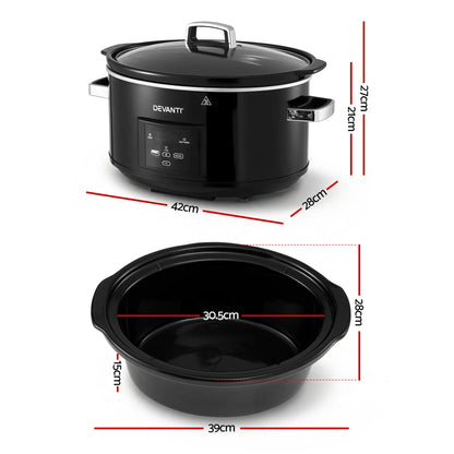 Devanti 8L Slow Cooker Electric Multi Cooker with 3 Heat Settings and Keep Warm Function - Image 2