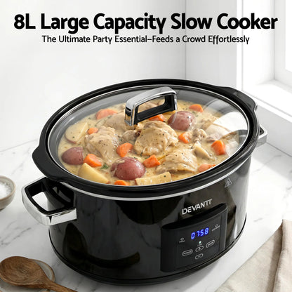 Devanti 8L Slow Cooker Electric Multi Cooker with 3 Heat Settings and Keep Warm Function - Image 5