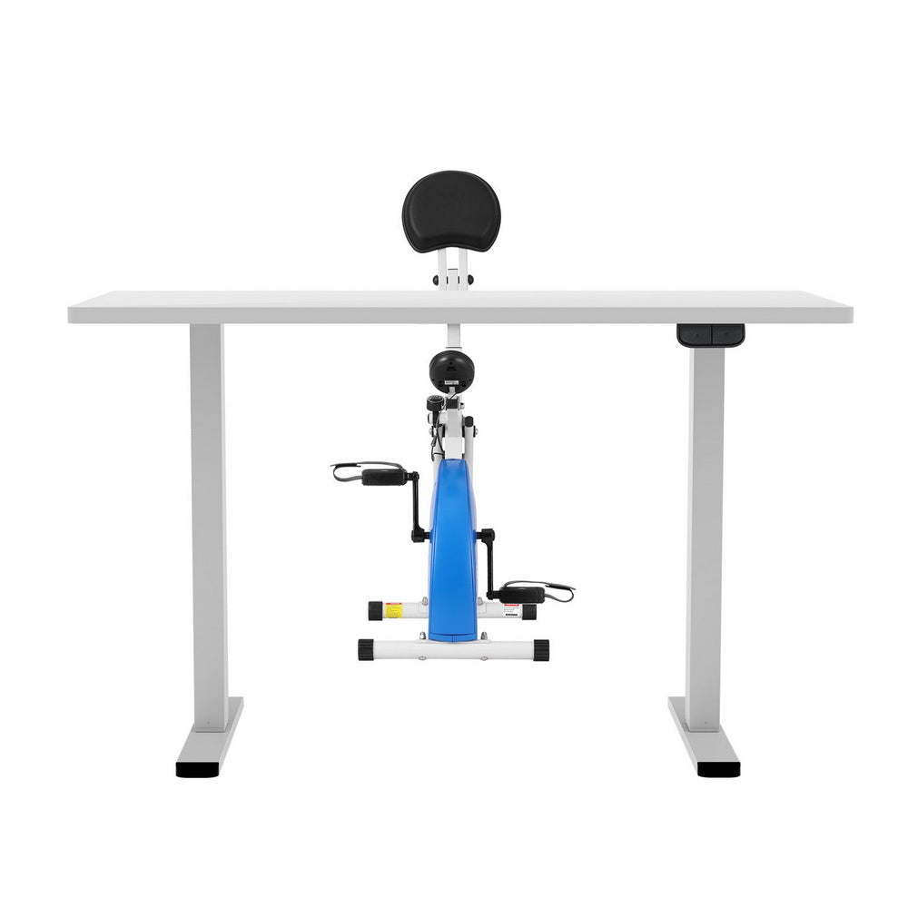 Artiss Under Desk Folding X-Bike with 140cm Automatic Standing Desk Magnetic Resistance White - Image 3