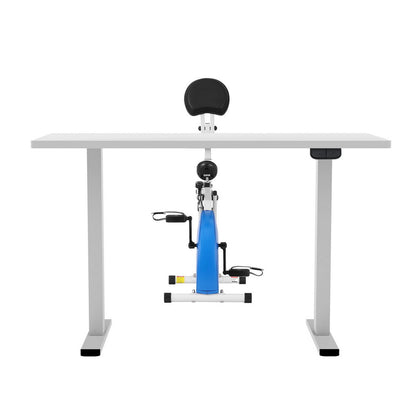 Artiss Under Desk Folding X-Bike with 140cm Automatic Standing Desk Magnetic Resistance White - Image 3
