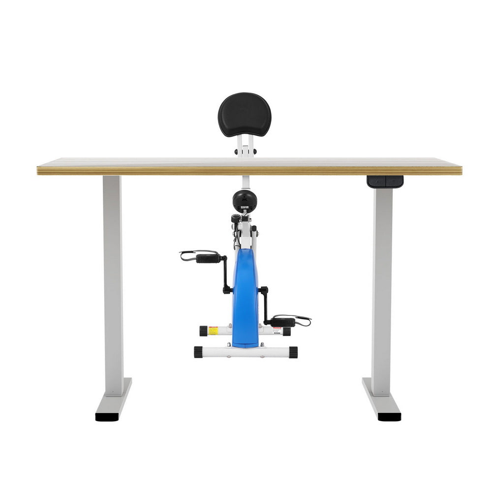 Artiss Under Desk Folding X-Bike with 140cm Automatic Standing Desk Magnetic Resistance Oak - Image 3
