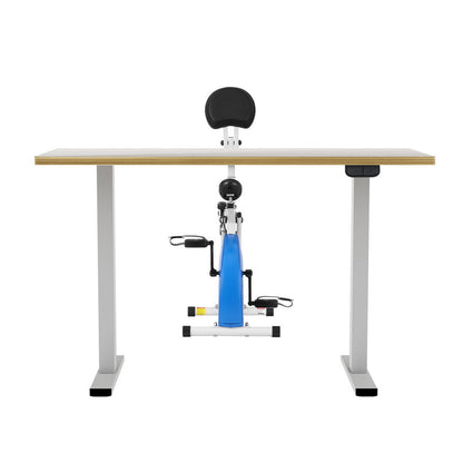 Artiss Under Desk Folding X-Bike with 140cm Automatic Standing Desk Magnetic Resistance Oak - Image 3