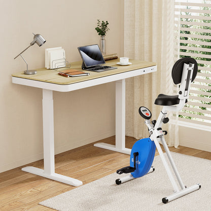 Artiss Under Desk Folding X-Bike with 120cm Automatic Standing Desk Magnetic Resistance Oak - Image 7