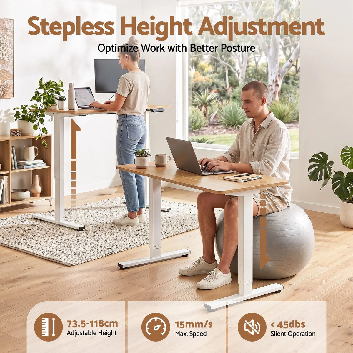 Artiss 100cm Standing Desk Treadmill Motorised Natural Wood - Image 7