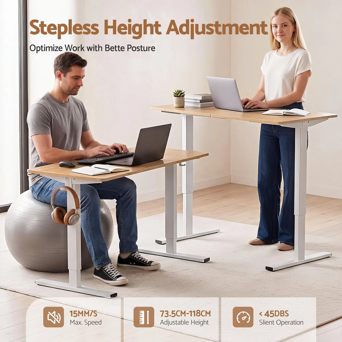 Artiss 140cm Standing Desk Treadmill Motorised Natural Wood - Image 7