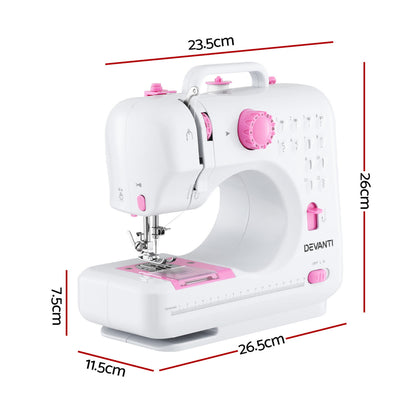 Devanti 12 Stitches Mini Sewing Machine for Beginners Portable Sewing Machine Kit with LED Lights - Image 2