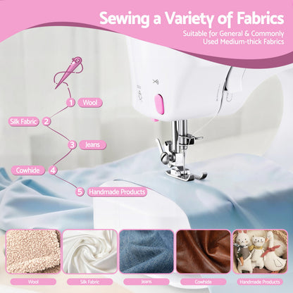 Devanti 12 Stitches Mini Sewing Machine for Beginners Portable Sewing Machine Kit with LED Lights - Image 6