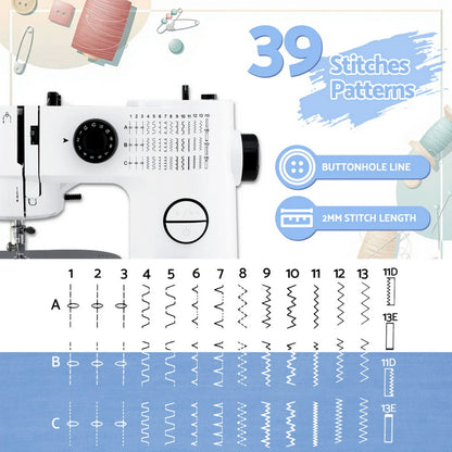 Devanti 39 Stitches Mini Sewing Machine Portable Sewing Machine Kit - Image 4
