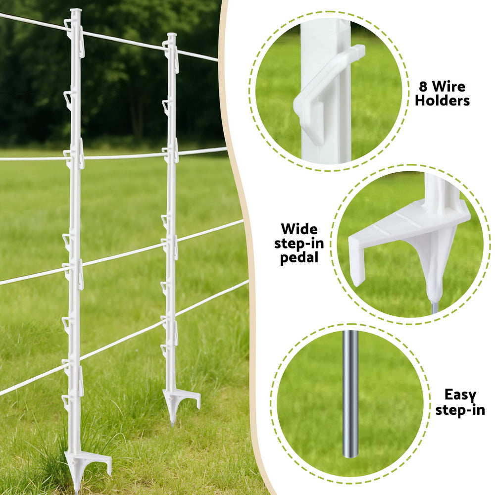 Giantz Electric Fence Posts 20pcs Electric Fence Poly White - Image 6