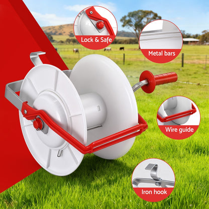 Giantz Electric Fence Reel Geared Portable Polywire Fencing Farm White - Image 5