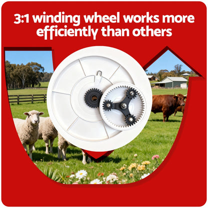 Giantz Electric Fence Reel Geared Portable Polywire Fencing Farm White - Image 6