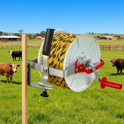 Giantz Electric Fence Reel Geared Portable Polywire Fencing Farm White - Image 7