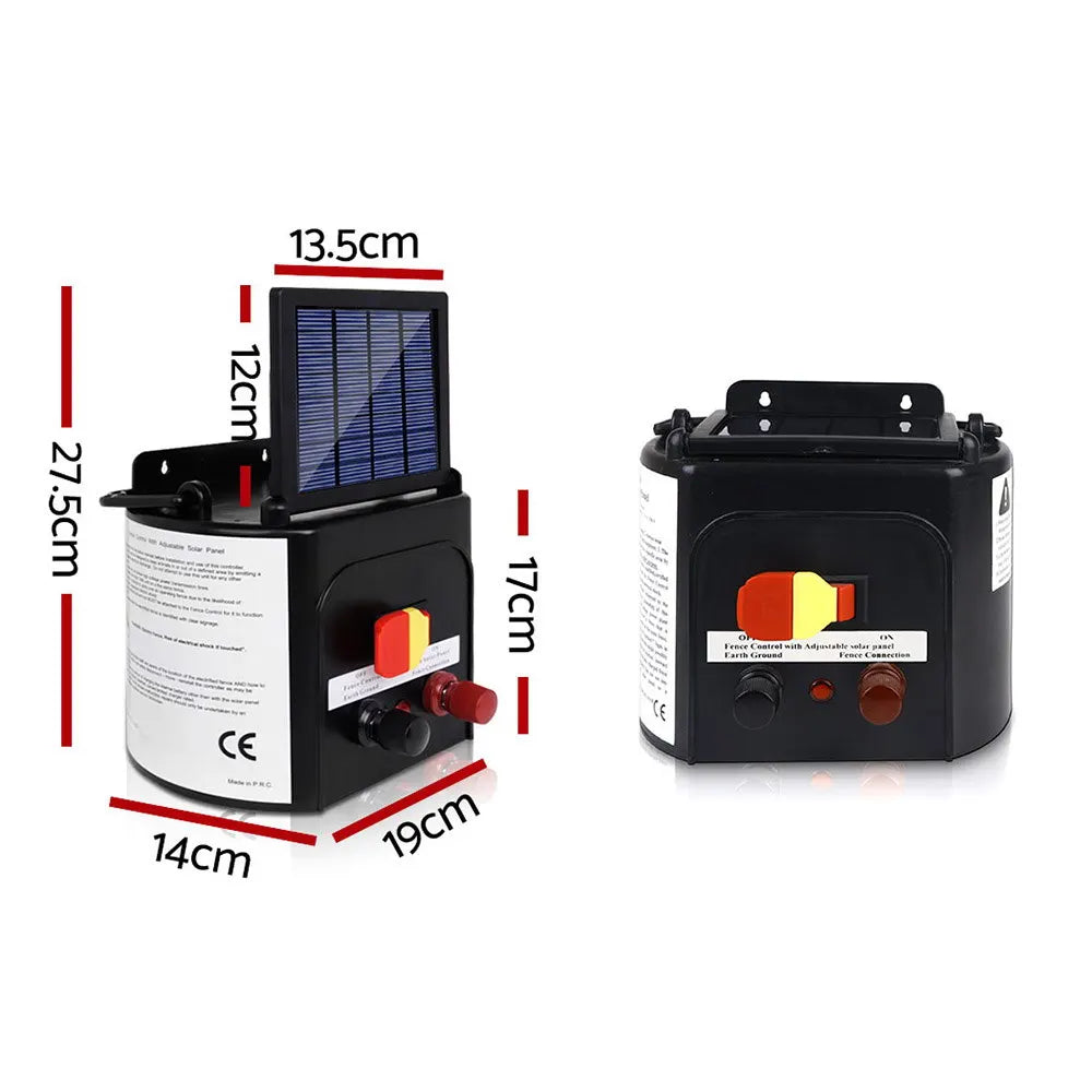 Giantz Fence Energiser 3KM Solar Powered 0.1J Electric Fencing Charger - Image 2