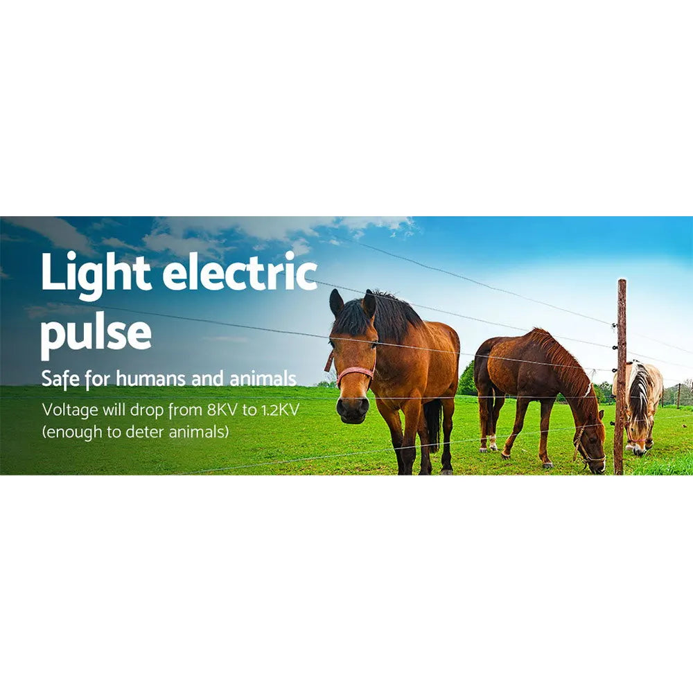 Giantz Fence Energiser 3KM Solar Powered 0.1J Electric Fencing Charger - Image 5