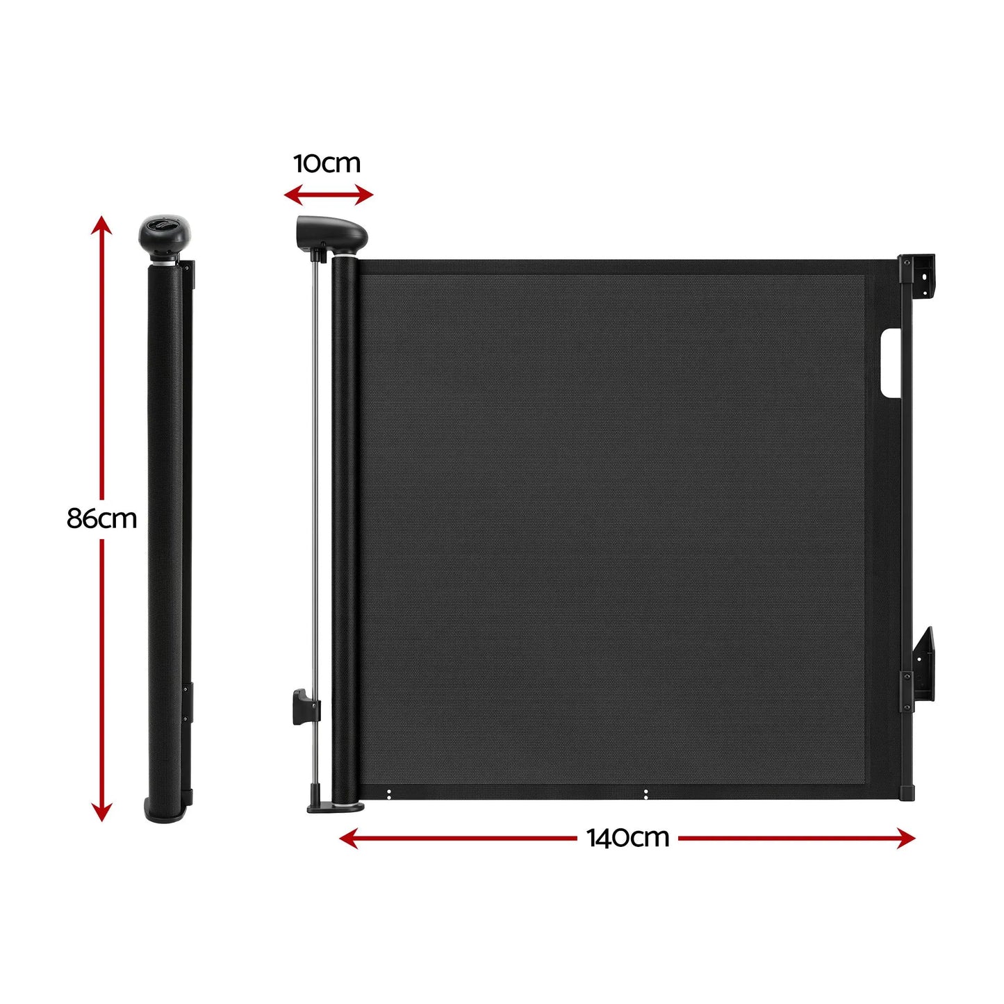 Keezi Retractable Gate Baby Gate Pet Safety Fence Extends up to 140cm Black - Image 2