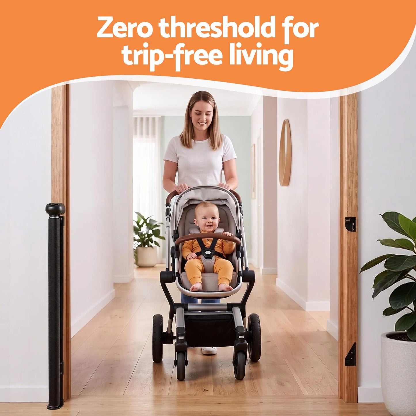 Keezi Retractable Gate Baby Gate Pet Safety Fence Extends up to 140cm Black - Image 5