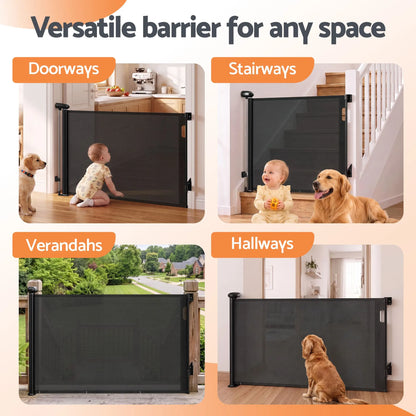 Keezi Retractable Gate Baby Gate Pet Safety Fence Extends up to 140cm Black - Image 7
