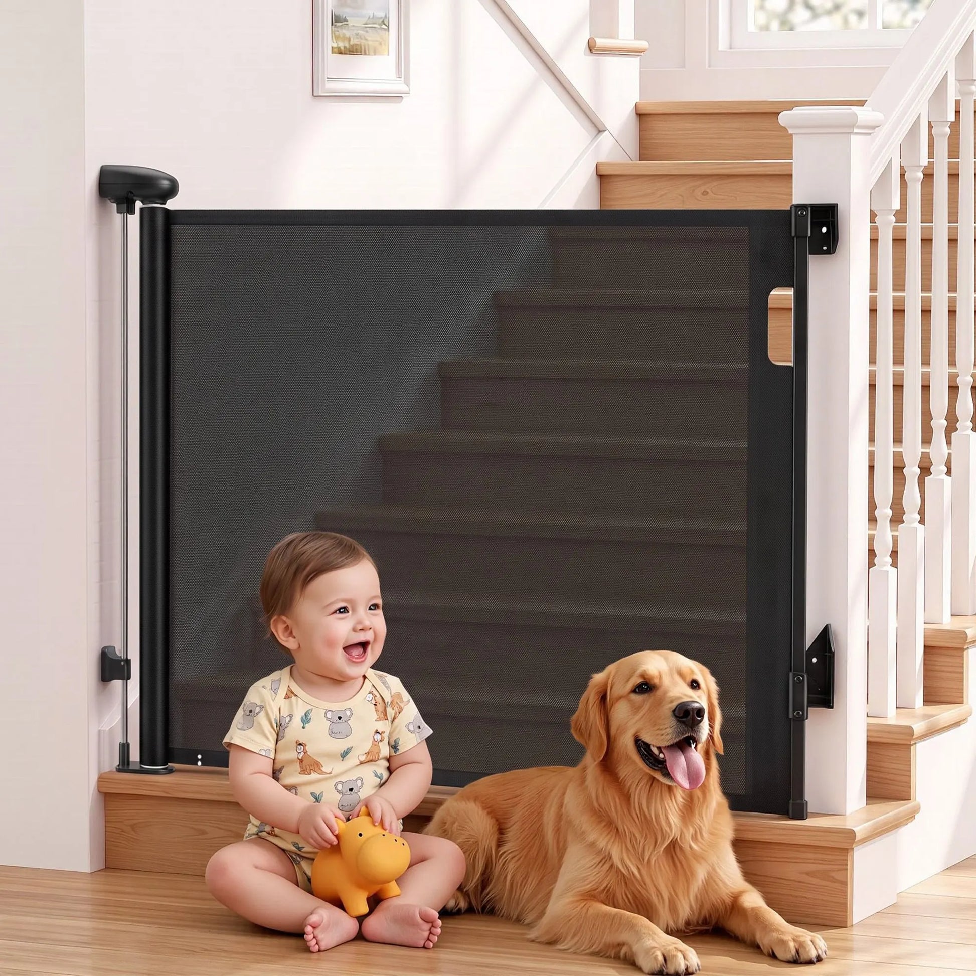 Keezi Retractable Gate Baby Gate Pet Safety Fence Extends up to 140cm Black - Image 9