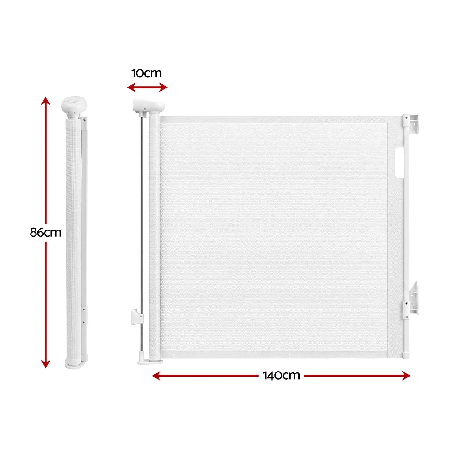 Keezi Retractable Gate Baby Gate Pet Safety Fence Extends up to 140cm White - Image 2