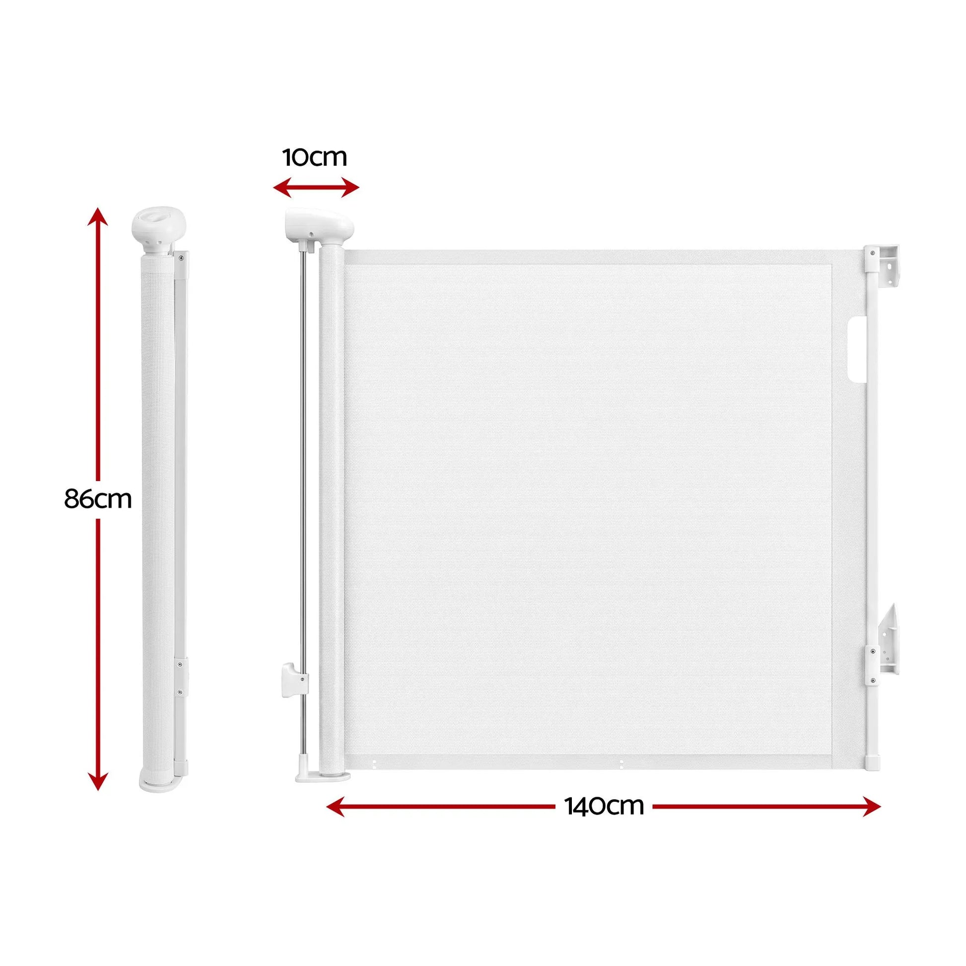 Keezi Retractable Gate Baby Gate Pet Safety Fence Extends up to 140cm White - Image 2