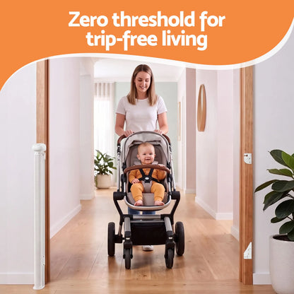 Keezi Retractable Gate Baby Gate Pet Safety Fence Extends up to 140cm White - Image 5