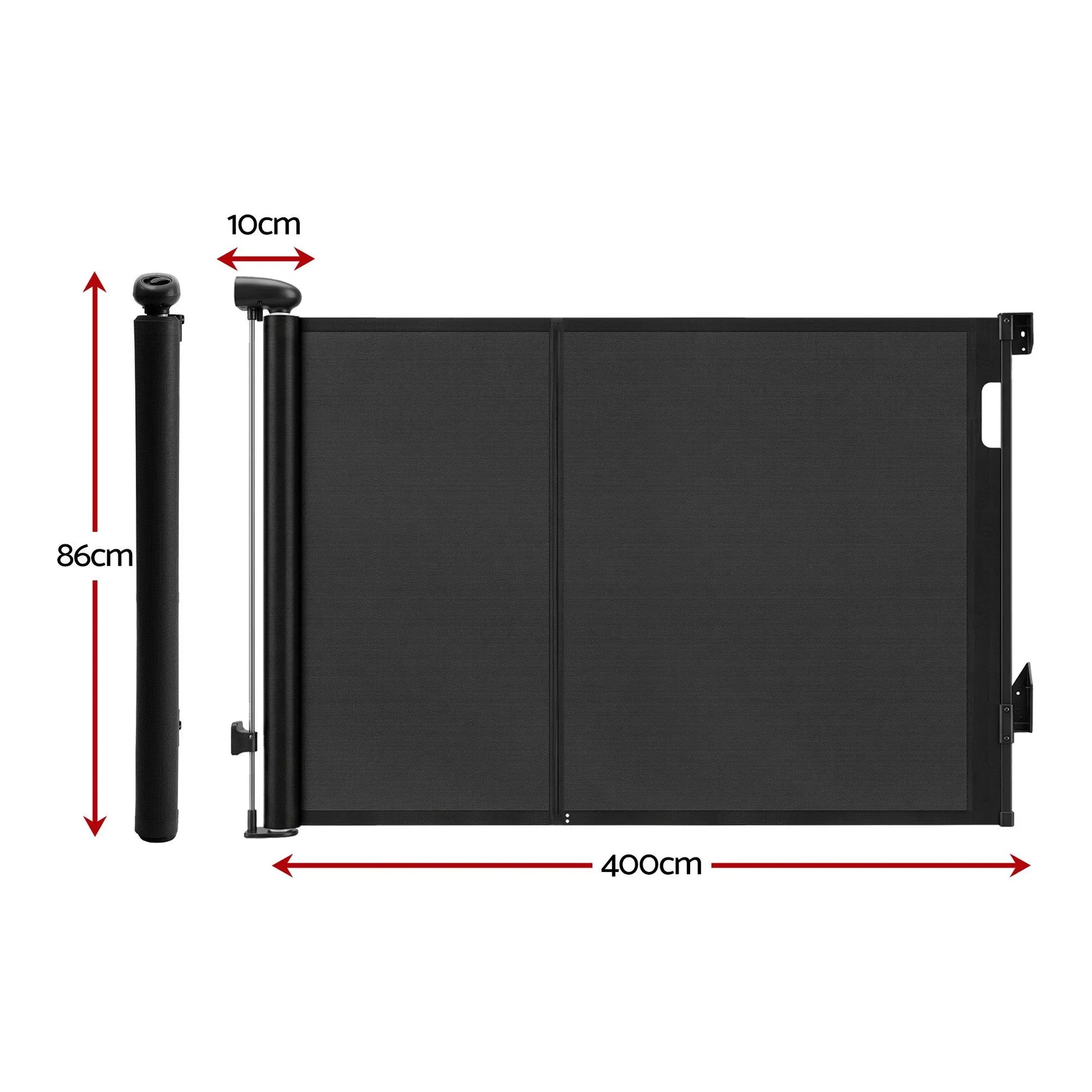 Keezi Retractable Gate Baby Gate Pet Safety Fence Extends up to 400cm Black - Image 2