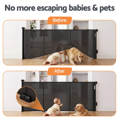 Keezi Retractable Gate Baby Gate Pet Safety Fence Extends up to 400cm Black - Image 4