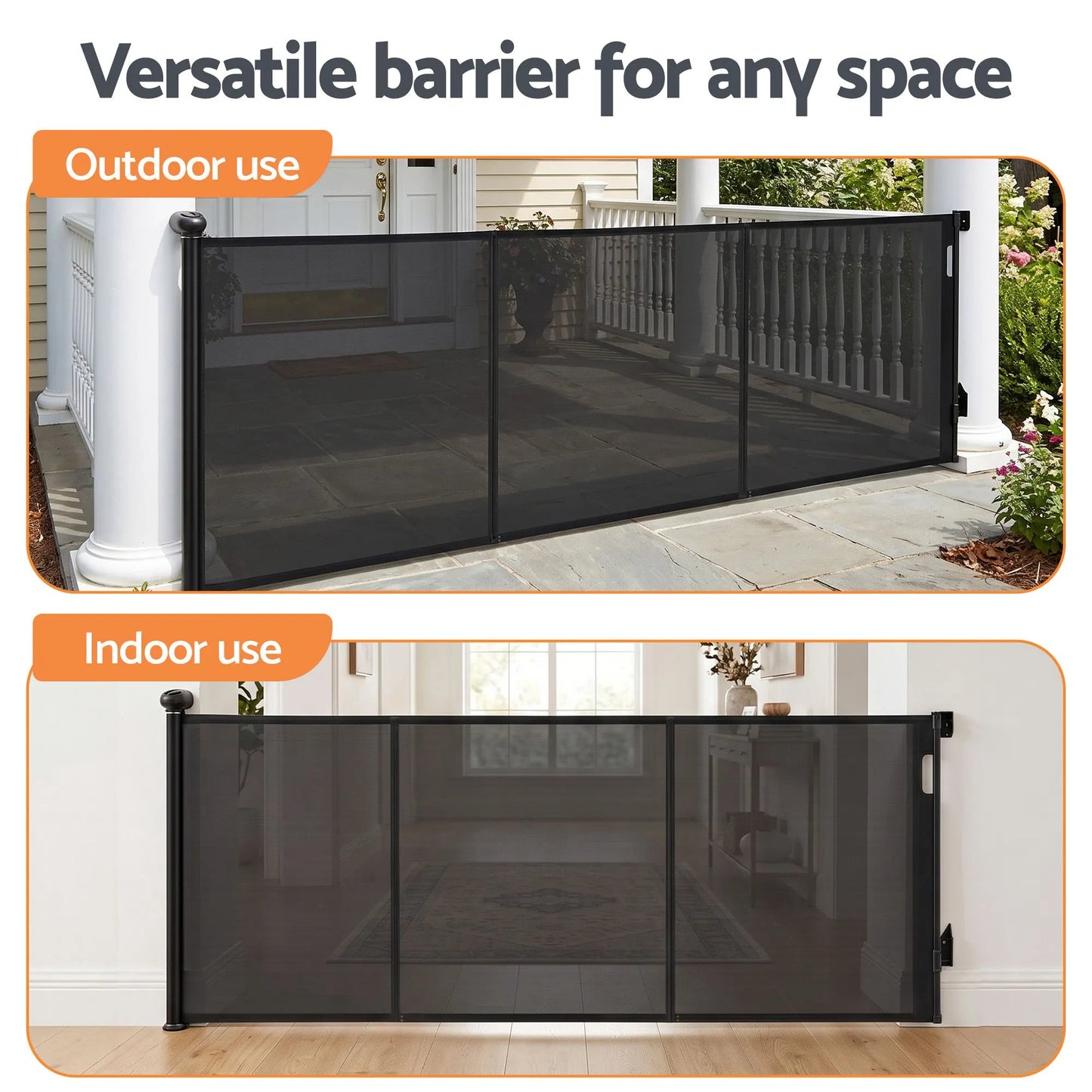 Keezi Retractable Gate Baby Gate Pet Safety Fence Extends up to 400cm Black - Image 8