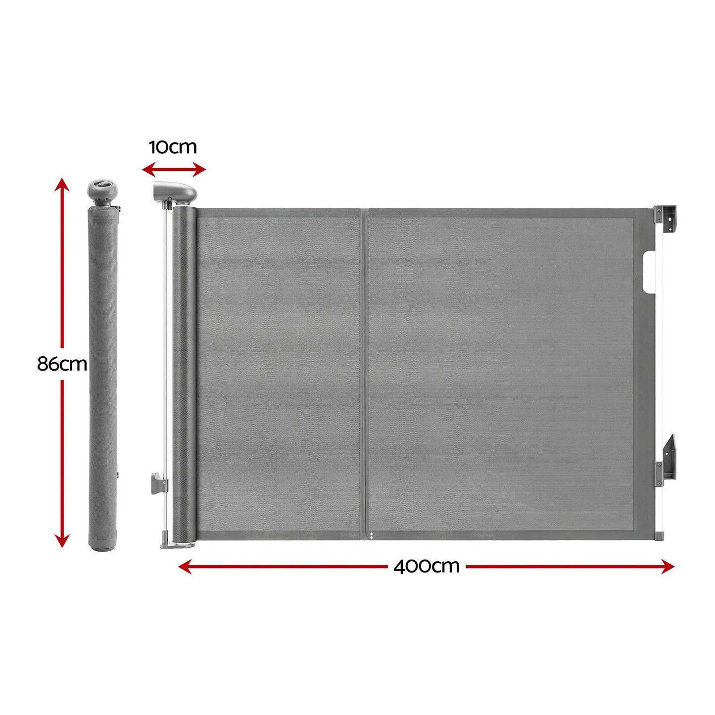 Keezi Retractable Gate Baby Gate Pet Safety Fence Extends up to 400cm Grey - Image 2