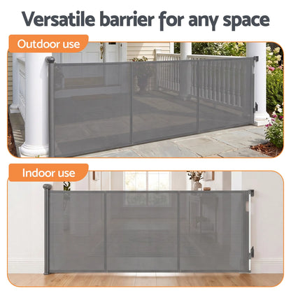 Keezi Retractable Gate Baby Gate Pet Safety Fence Extends up to 400cm Grey - Image 8
