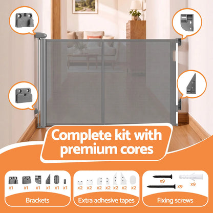 Keezi Retractable Gate Baby Gate Pet Safety Fence Extends up to 400cm Grey - Image 9