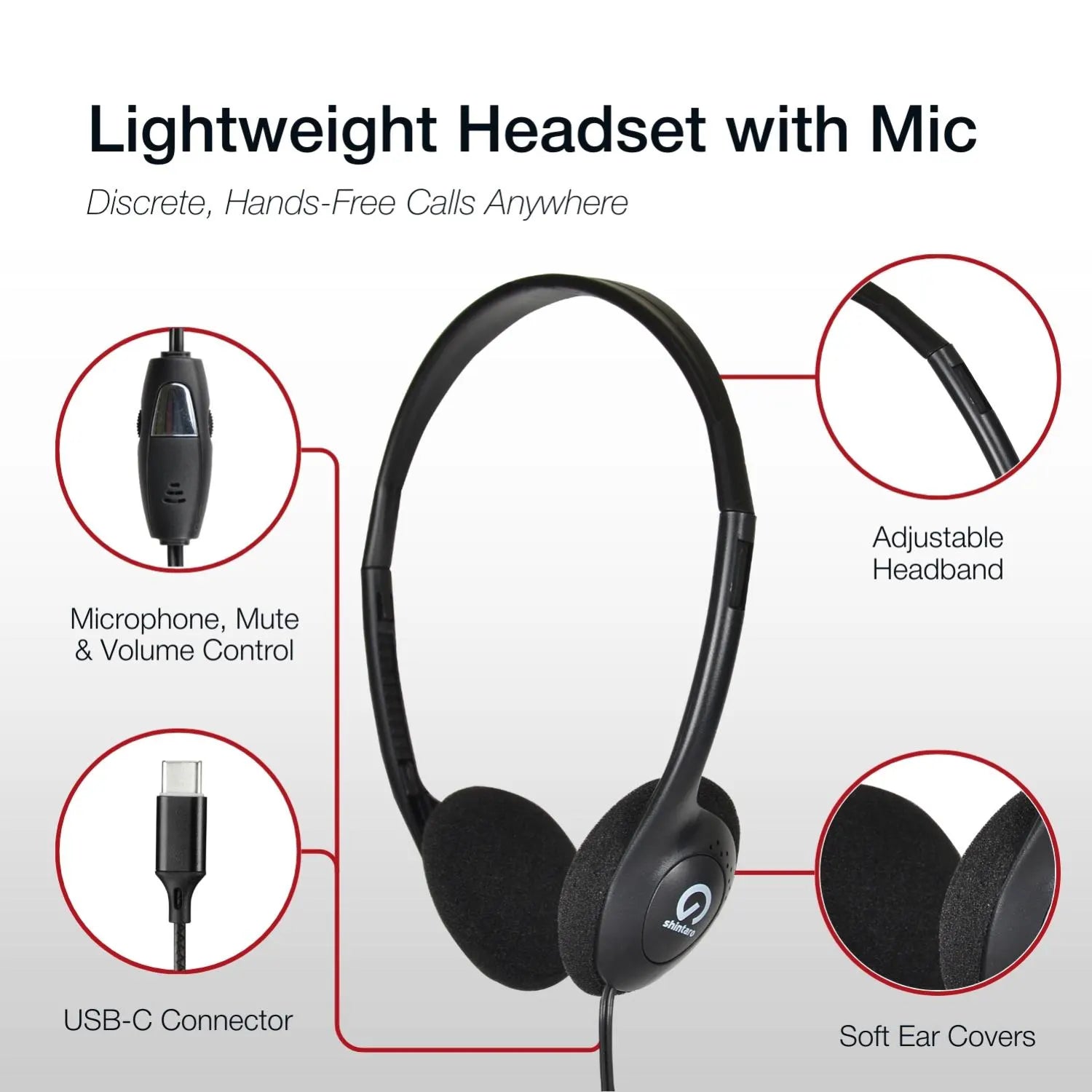 Shintaro USB-C LightWeight Headset/InMic - Headphones - Image 3