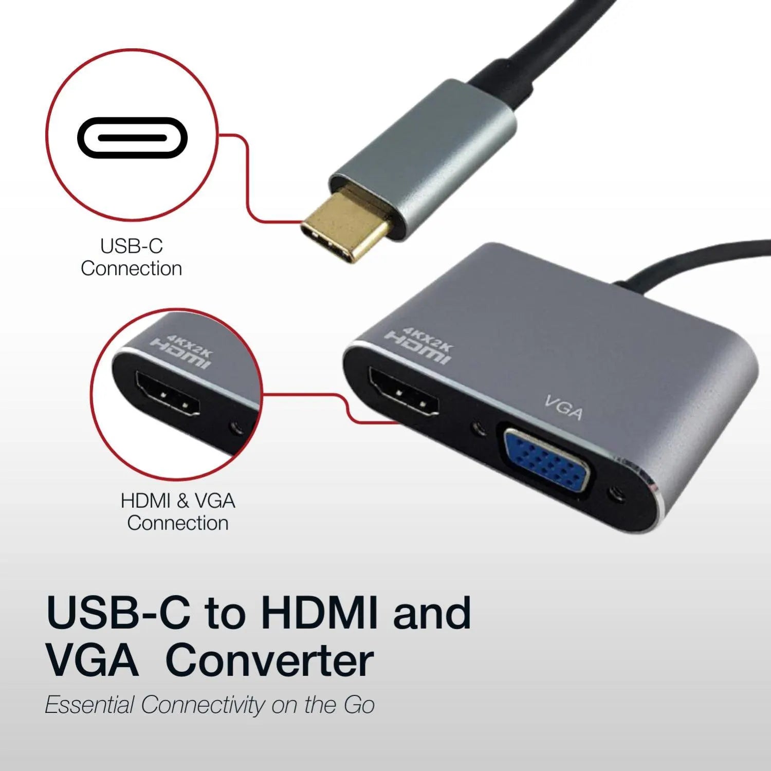 Shintaro USB-C to 4K HDMI & 1080P VGA - USB - Cables - Image 3