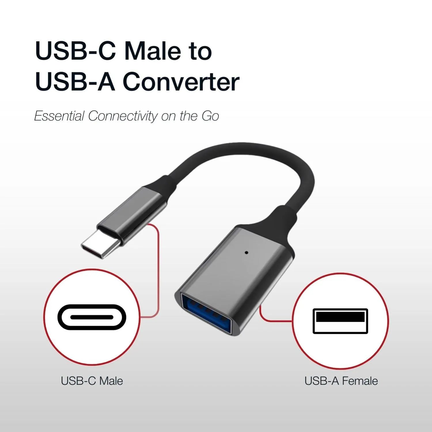 Shintaro USB-C Male to USB-A Female 15cm - Display Accessories - Image 3