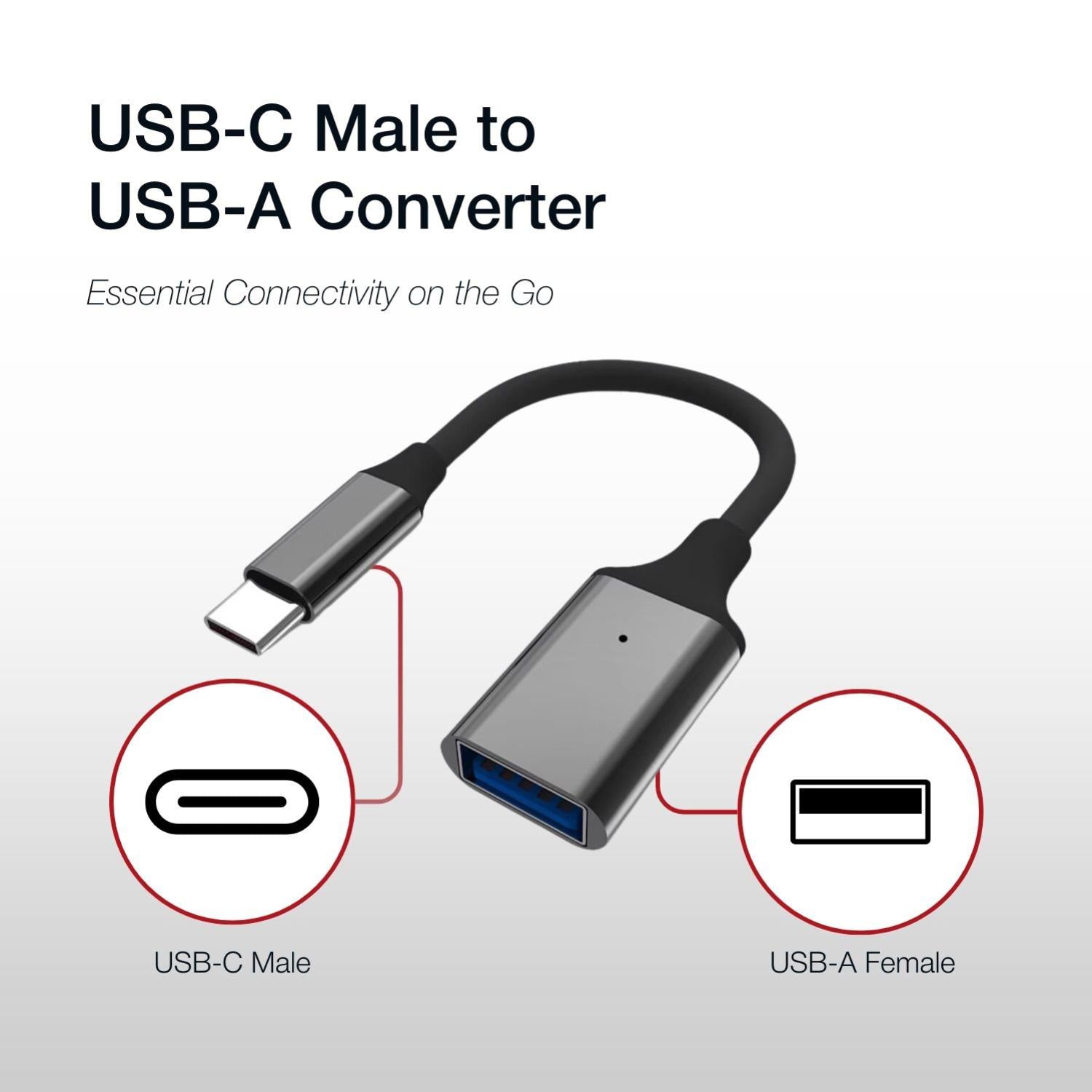 Shintaro USB-C Male to USB-A Female 15cm - Display Accessories - Image 3