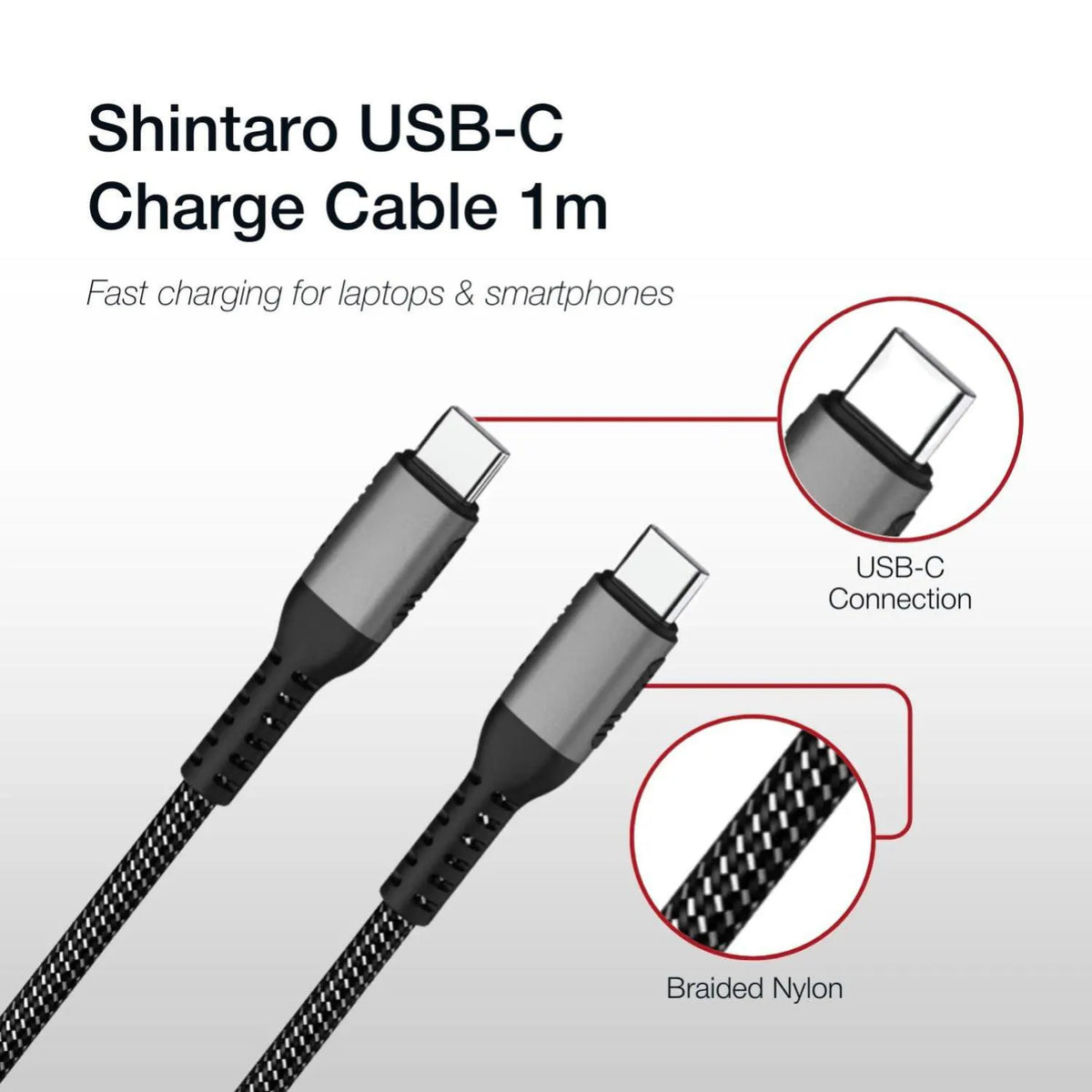 Shintaro USB-C Charge Cable 1m - USB - Cables - Image 4