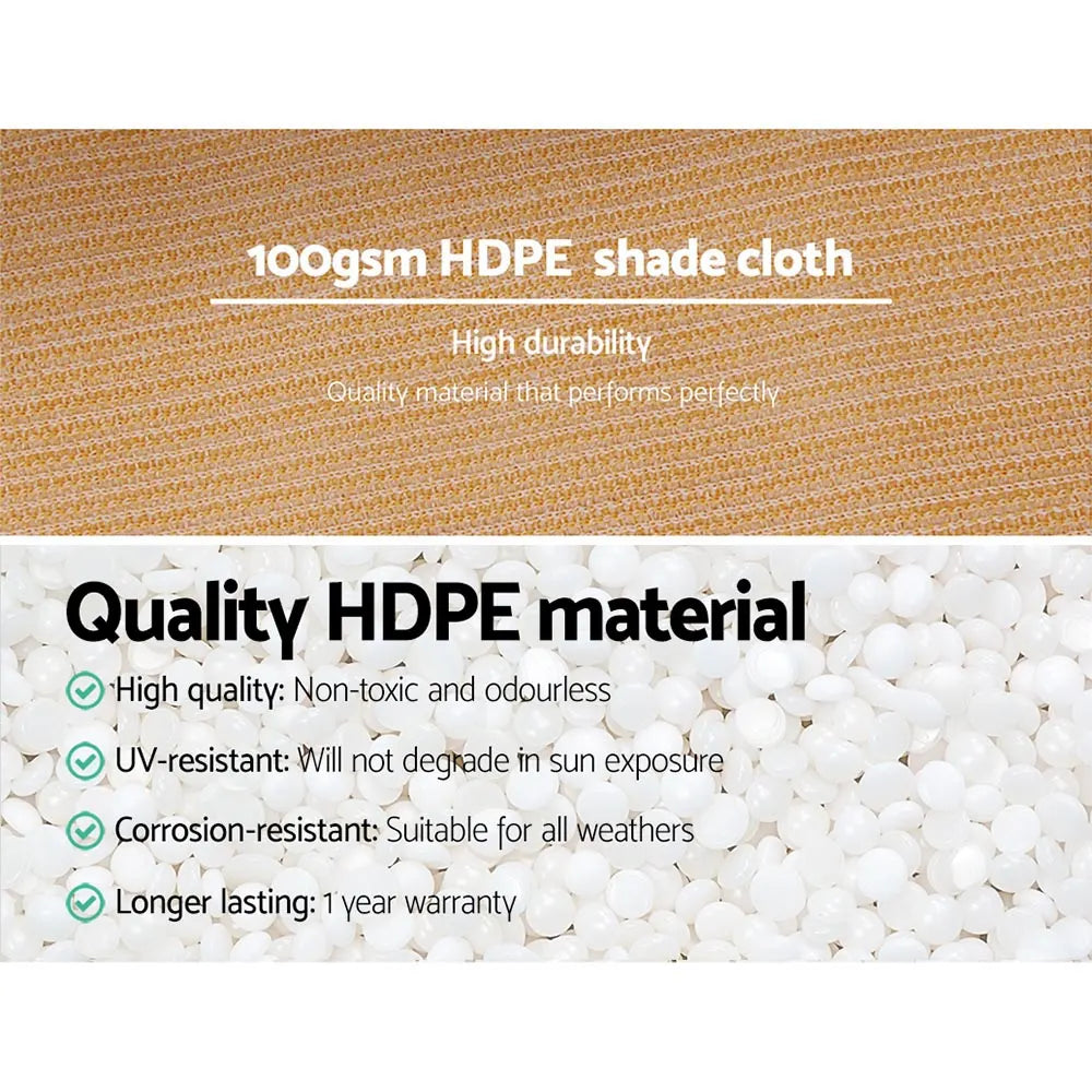 Instahut 50% Shade Cloth 1.83x10m Shadecloth Sail Hevy Duty Beige - Image 5