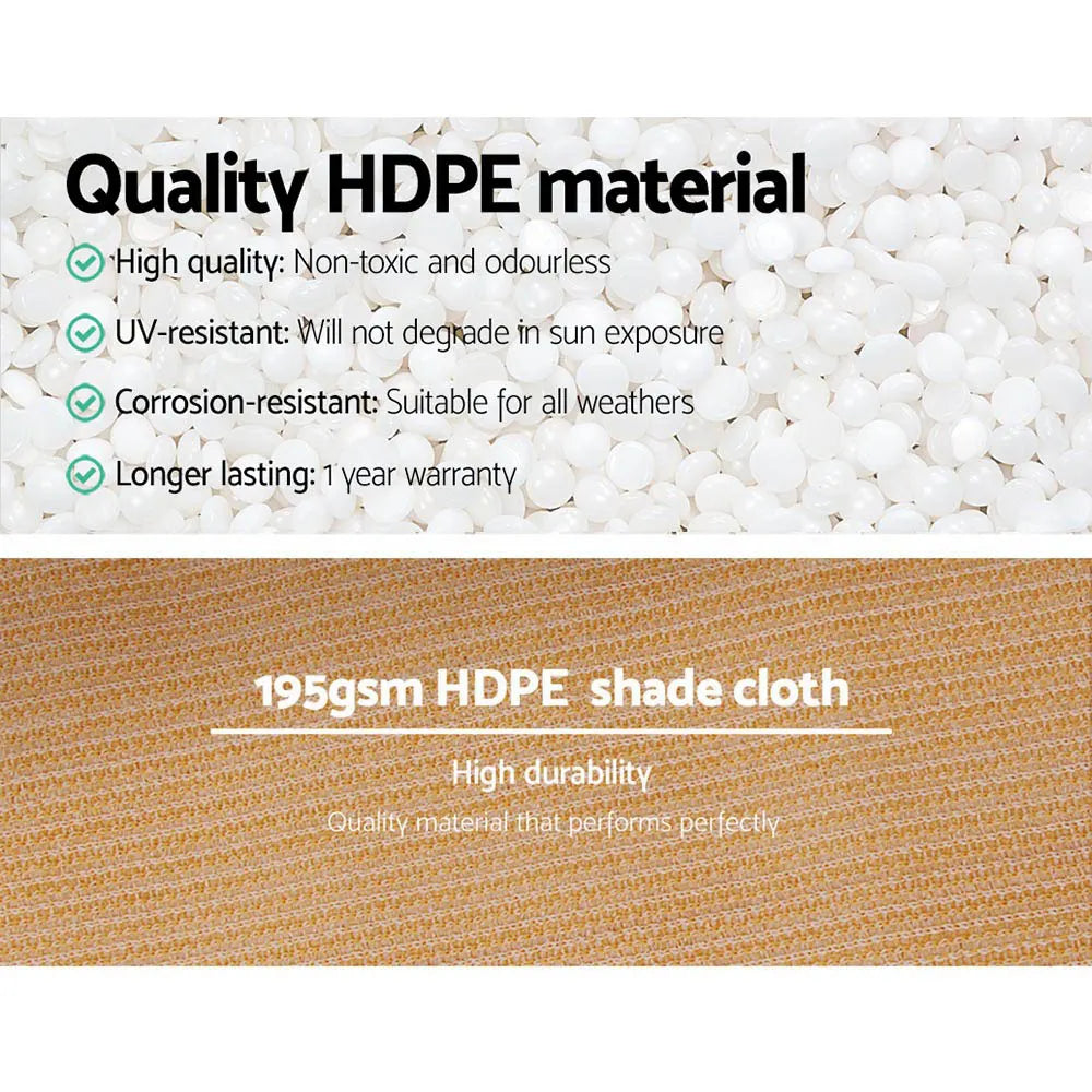 Instahut 90% Shade Cloth 1.83x10m Shadecloth Sail Heavy Duty Beige - Image 5