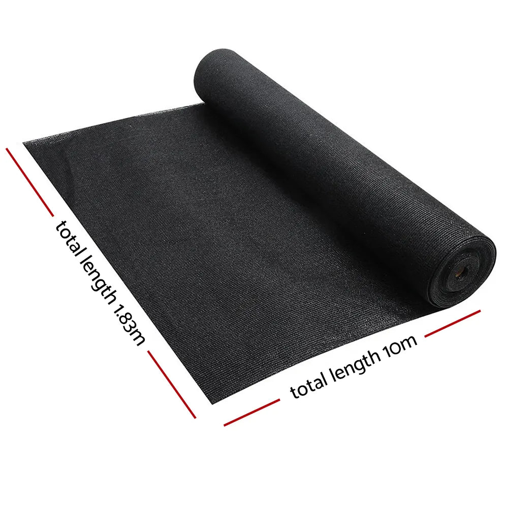 Instahut 90% Shade Cloth 1.83x10m Shadecloth Sail Heavy Duty Black - Image 2