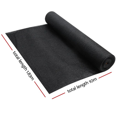 Instahut 90% Shade Cloth 1.83x10m Shadecloth Sail Heavy Duty Black - Image 2
