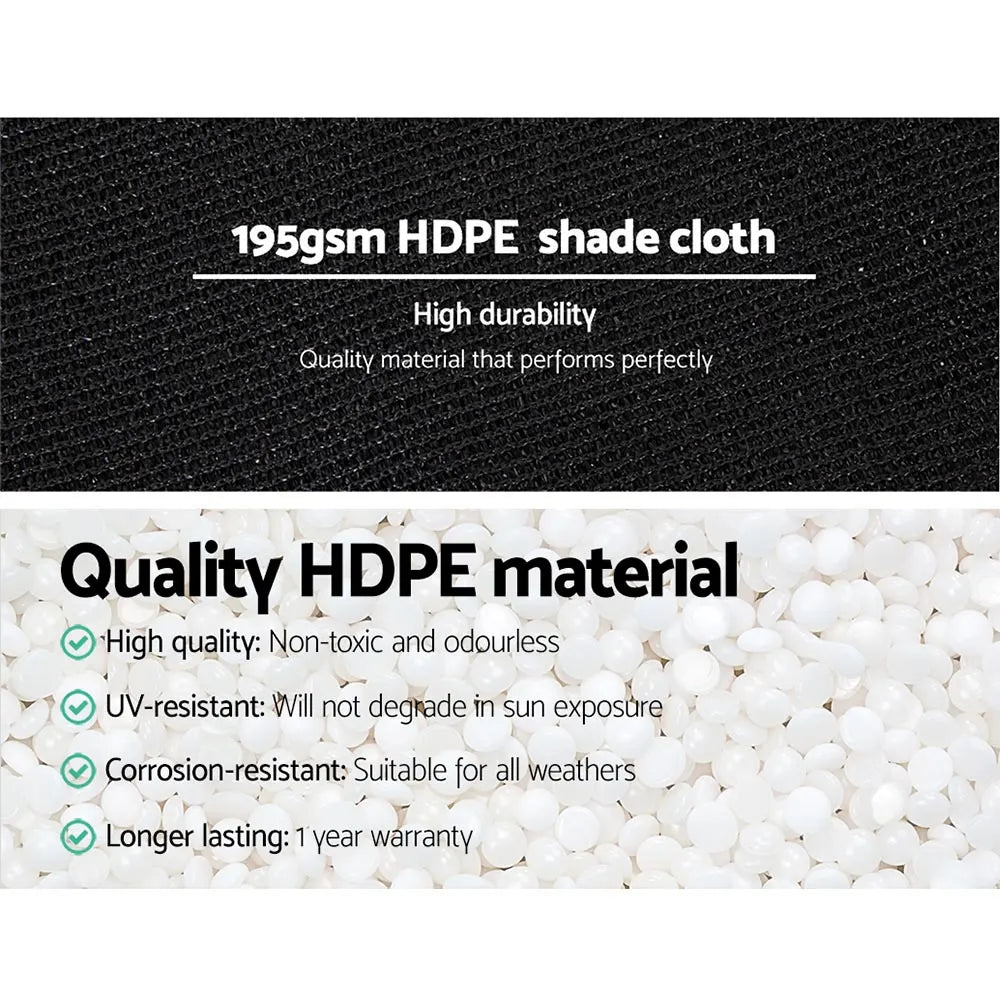 Instahut 90% Shade Cloth 1.83x10m Shadecloth Sail Heavy Duty Black - Image 5