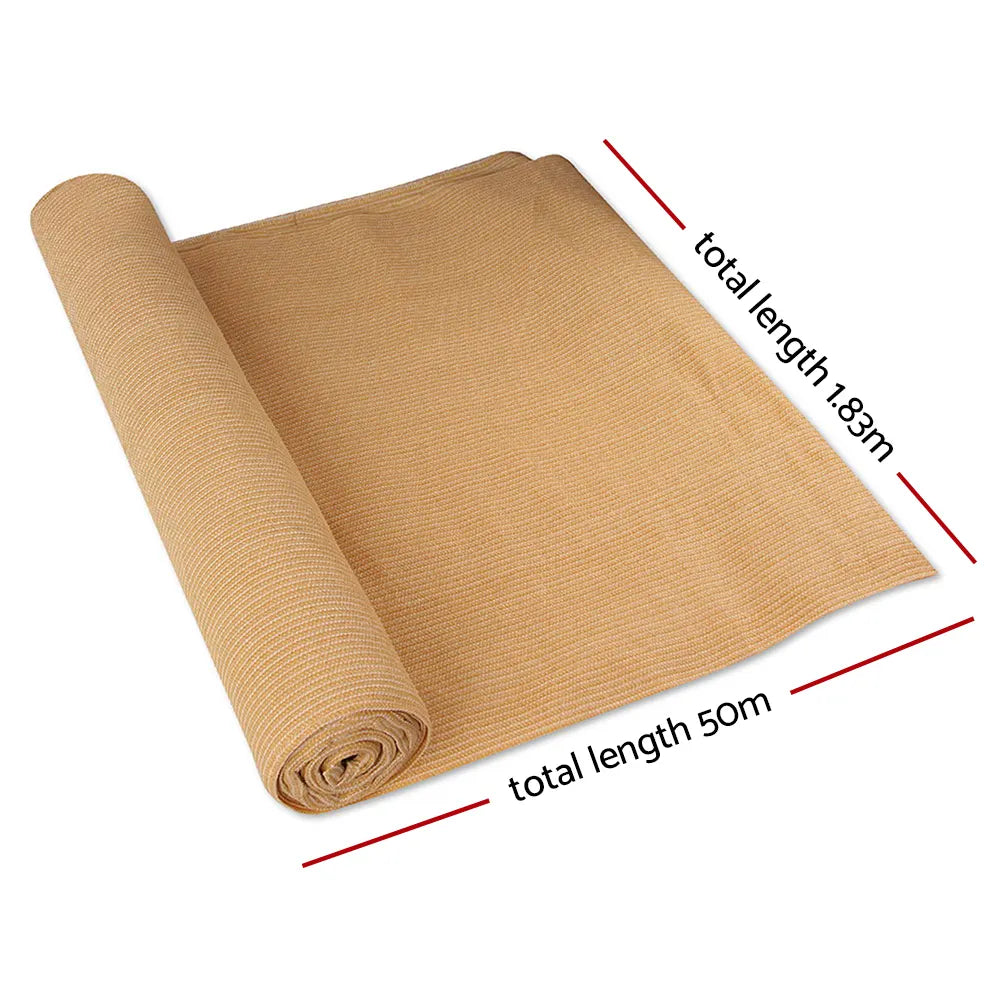 Instahut 50% Shade Cloth 1.83x50m Shadecloth Sail Heavy Duty Beige - Image 2