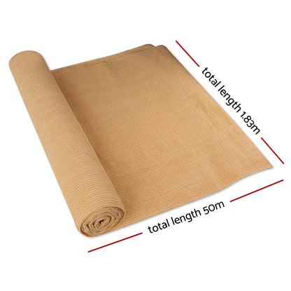 Instahut 50% Shade Cloth 1.83x50m Shadecloth Sail Heavy Duty Beige - Image 2
