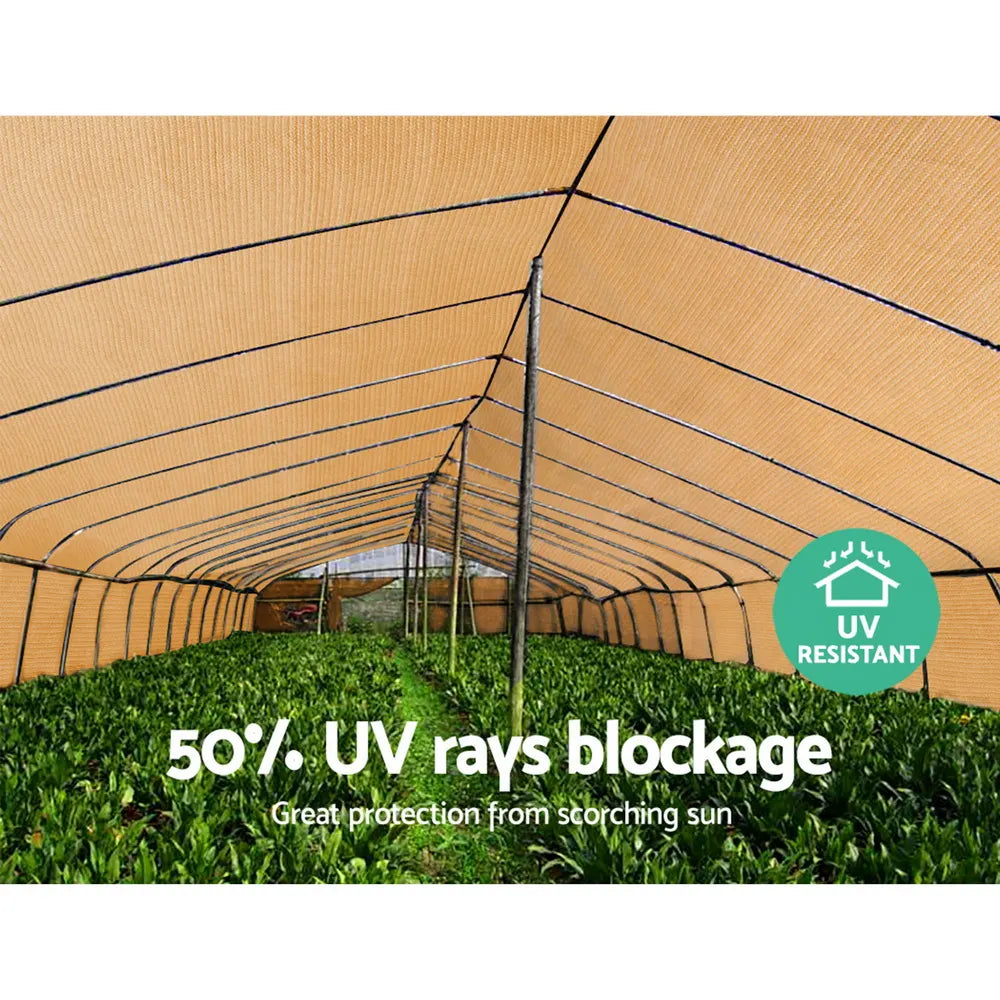 Instahut 50% Shade Cloth 1.83x50m Shadecloth Sail Heavy Duty Beige - Image 6