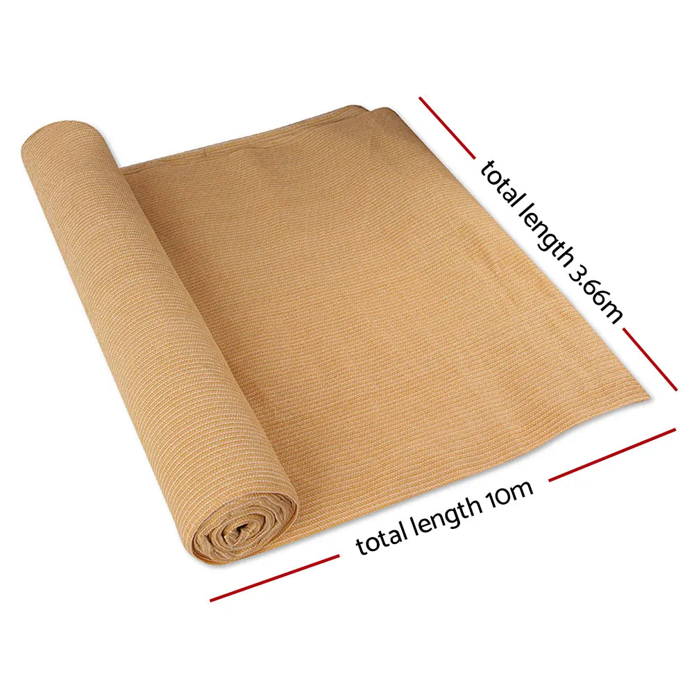 Instahut 50% Shade Cloth 3.66x10m Shadecloth Sail Heavy Duty Beige - Image 2
