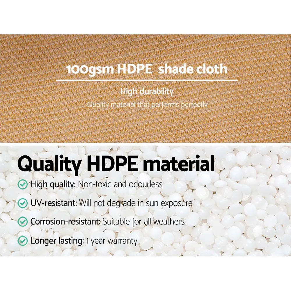Instahut 50% Shade Cloth 3.66x10m Shadecloth Sail Heavy Duty Beige - Image 5