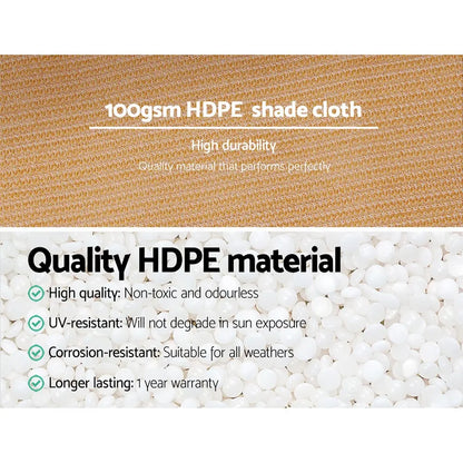 Instahut 50% Shade Cloth 3.66x10m Shadecloth Sail Heavy Duty Beige - Image 5
