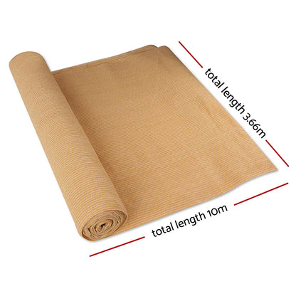 Instahut 70% Shade Cloth 3.66x10m Shadecloth Sail Heavy Duty Beige - Image 2